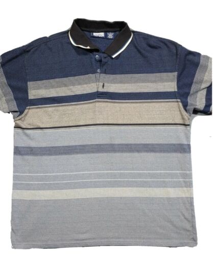 De Colección Premier Polo Para Hombres Grande Azul Años 2000 Rayas Rugby Camisa Manga Corta - Imagen 3 de 12