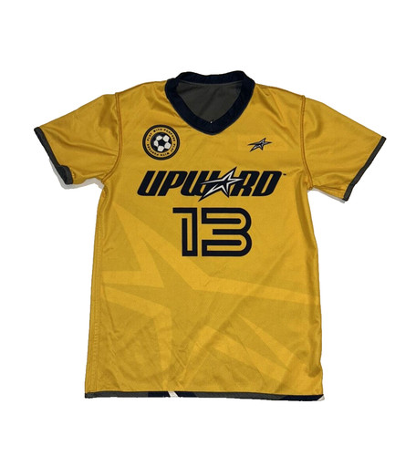UPWARD Youth Boys Gold Green Reversible Football Soccer Jersey # 13 Sz Large