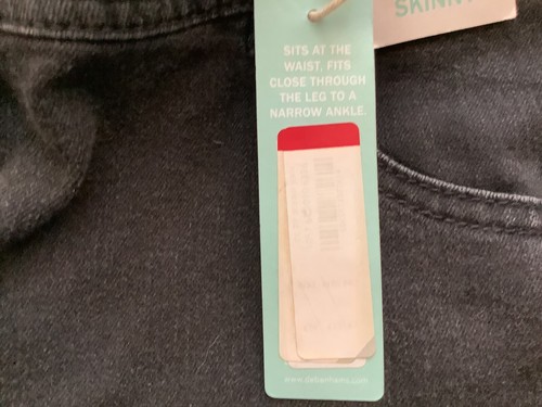 New with Tags Ladies Debenhams Black Skinny Jeans Zip Side Hems Size 12 28” Leg - Picture 4 of 6