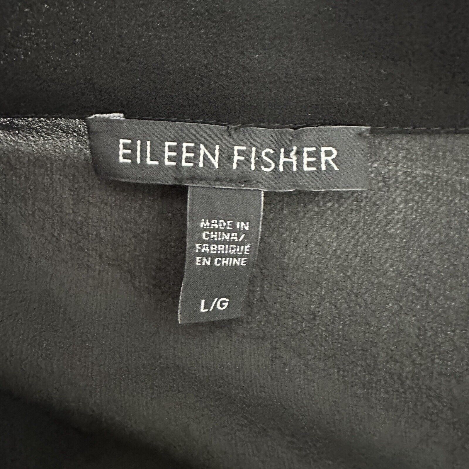 Eileen Fisher Silk Blouse Women Large Black Popov… - image 4