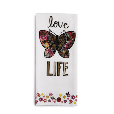 LOVE LIFE Butterfly Kitchen Tea Towel in Gift Box New  