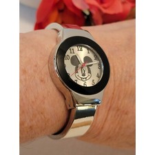 Vintage Disney Mickey Mouse Watch Stainless Steel Clamp Style Band Classic Desig