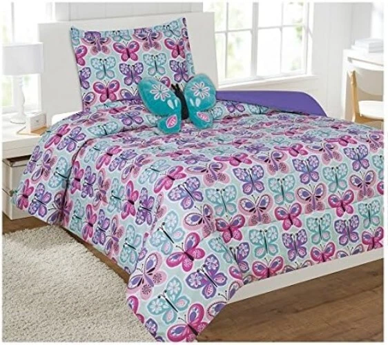 Стильный комплект постельного белья для девочек-близнецов - декоративная цветочная тема из мягкой микрофибры - Изображение 2 из 2