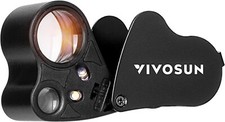 VIVOSUN 30X 60X Illuminated Jewelers Eye Loupe Foldable Magnifier W/ LED Light