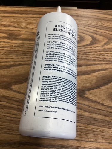 Cable Pulling Lubricant Dyna-Blue Heavy Duty One Quart Bottle # D-35 - Picture 5 of 6