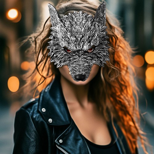 Steampunk 3D Werewolf Half Face Mask Animal Cosplay Party Costume for Halloween - Picture 13 of 16