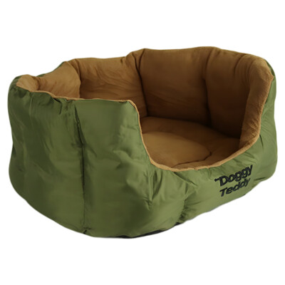 Pet-Joy Hundekorb Doggy Teddy X-Treme Olive Green für Hunde, Waschmaschinenfest