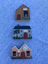 Vintage Saltbox Houses SET of 3 Donuts Ice Cream Parlor Country Inn ❤️sj7m4s