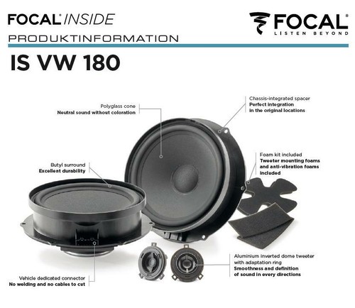 Altavoz Focal ISVW180 2 vías compuesto 18 cm para VW, Volkswagen, Seat, Skoda - Imagen 1 de 5