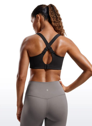 SPORT BRA WITH ZIPPER High Impact CRZ YOGA STYLE H222 SIZE 40DD BLACK - Picture 2 of 9