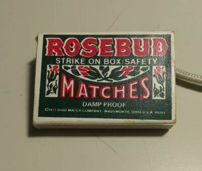 Vintage 1970s ROSEBUD Strike on Box Safety Matches Damp Proof Partial Contents 