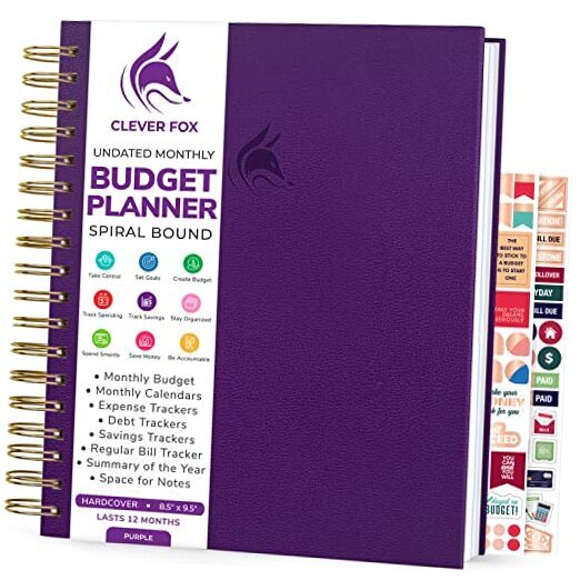 Budget Planner – Coiled Budget Book with Colorful Pages, 8″ x 9.5″ Purple