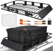 Waterproof 64" x 39" Rooftop Cargo Carrier Basket with Cargo Carrier Bag for SUV