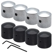 8 pcs 6 mm Metal Knob Volume Tone Control Knobs, Chrome Guitar Knobs and Blac...