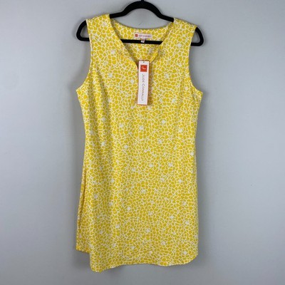 Jude Connally Allison Sleeveless V Neck Dress Size Large Yellow Floral