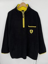 Vintage 90s Ferrari Sweater Mens XL Black Logo Fleece 1/4 Zip Formula 1 F1 1999