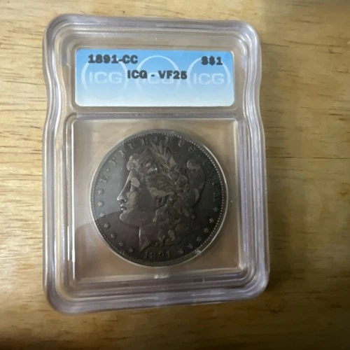 Morgan Dollar 1891-CC ICG VF25 Silver $1 Carson City Circulated KM#110