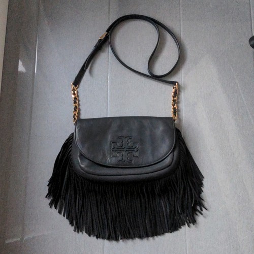 Tory Burch Harper Wildleder Leder Fransen Umhängetasche, Deep Midnight Blue - Bild 2 von 13