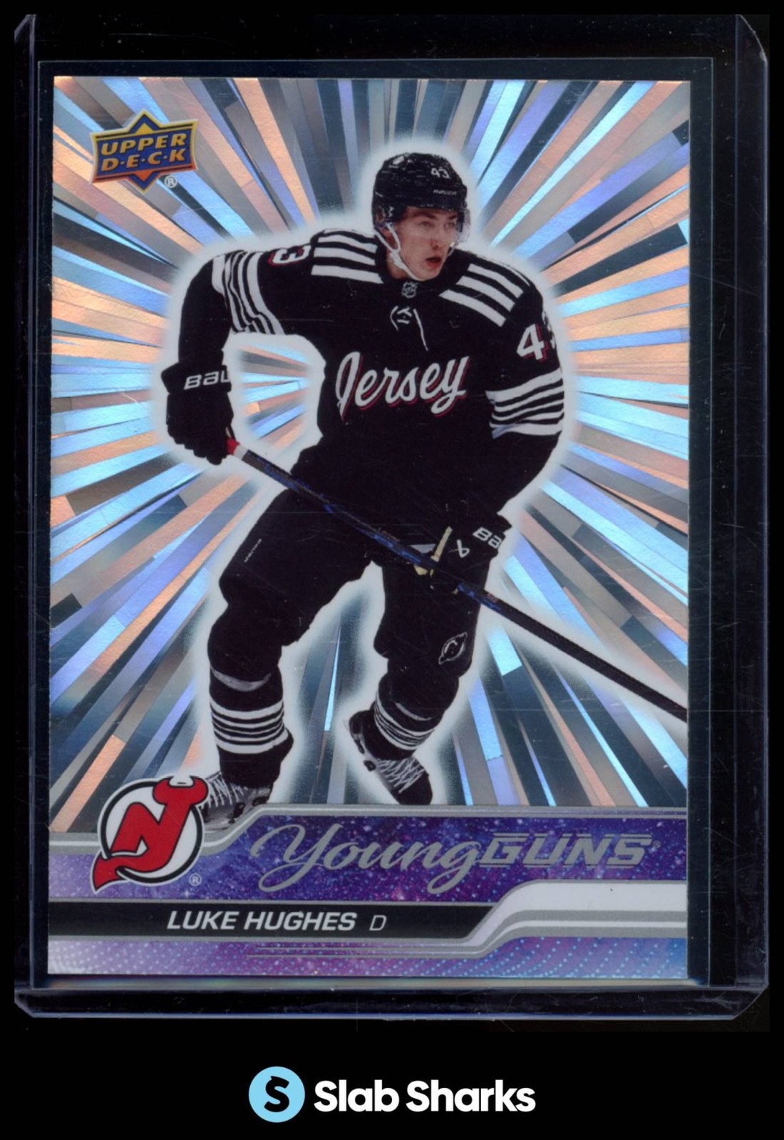 2023 UPPER DECK #248 LUKE HUGHES OUTBURST SILVER YOUNG GUNS RC ROOKIE