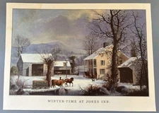 Currier & Ives Winter-Time at Jones Inn Durrie 1957 Travelers 16x11 Wall Art