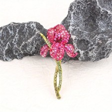 1pc Pink Crystal Flower Brooch - Friend Gift, Fits Dresses, Galas & Parties