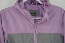 Eddie Bauer Jacket Purple Gray Hooded Colorblock Windbreaker Kids Medium 10/12