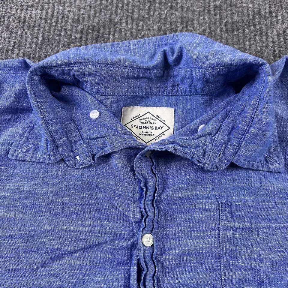 Camisa informal azul manga corta con botones XXL St. John's Bay para hombre Foto 4 de 4