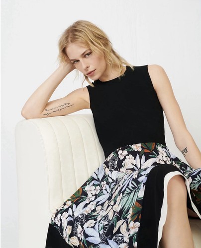 Maje Rosange Mixed Media Midi Dress size 40 or US 8 EUC