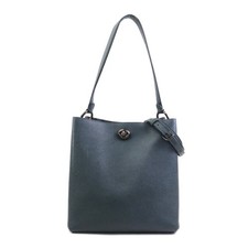 Coach handbag shoulder bag leather dark green women's h31598a