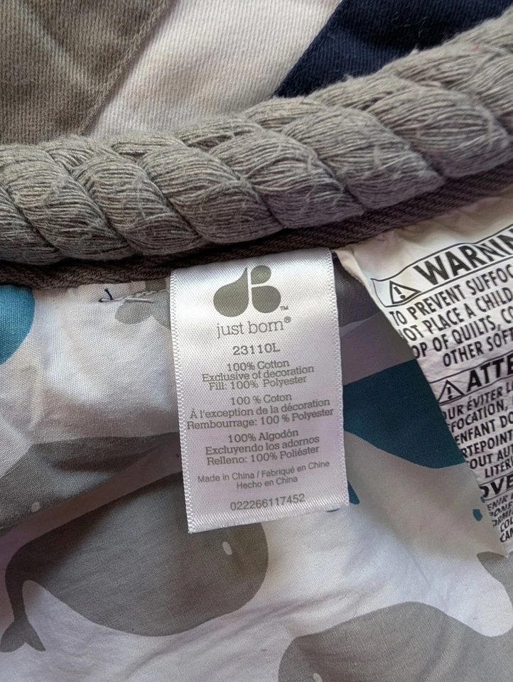 🔥Manta Edredón Bebé Rayas Náuticas Recién Nacido Ballenas Anclas Foto 4 de 4