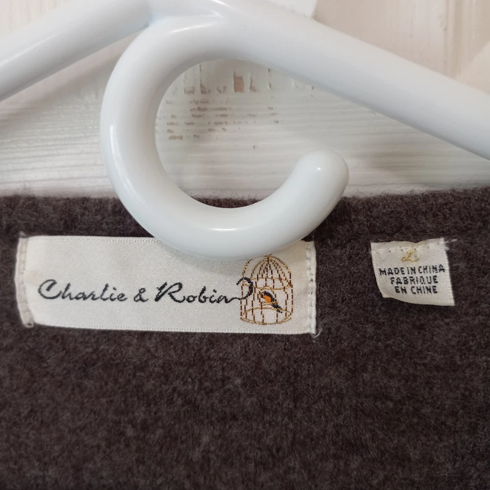 CHARLIE & ROBIN женщин коричневый вареной шерсти молнии куртка карьера повседневный опрятный L - Изображение 2 из 4