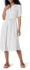 Women's Relaxed Fit Half-Sleeve Waisted Midi A-Line Dress - Casual Chic Style