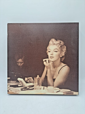 Marilyn Monroe Doing Makeup Black & White Canvas 36 x 36
