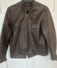 Harley Davidson Vintage 1970s AMF Cafe Racer Leather Jacket Mandarin Collar 42