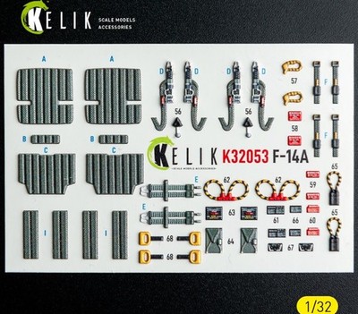 KeliK F-14A Cockpit 3D Interior Decals for Tamiya Kit 1/32 K32053