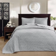 3pc King Vancouver Reversible Bedspread Set Gray - Madison Park