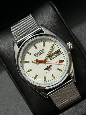 Vintage Refurbished Citizen White  Automatic Day/Date Japan Mens Wrist Watch37MM