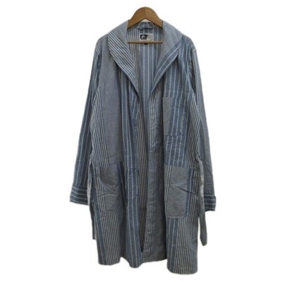 Engineered Garments Gown Coat Jacket Blue Striped Long Sleeves M