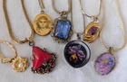 Vintage LOT of 7 Mythological Crystal Art Glass Lucite Pendants Napier Trifari
