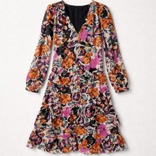 Donna Morgan V-Neck Tiered Maxi Dress – Cream/Hot Pink – Size 14 $158 NWT