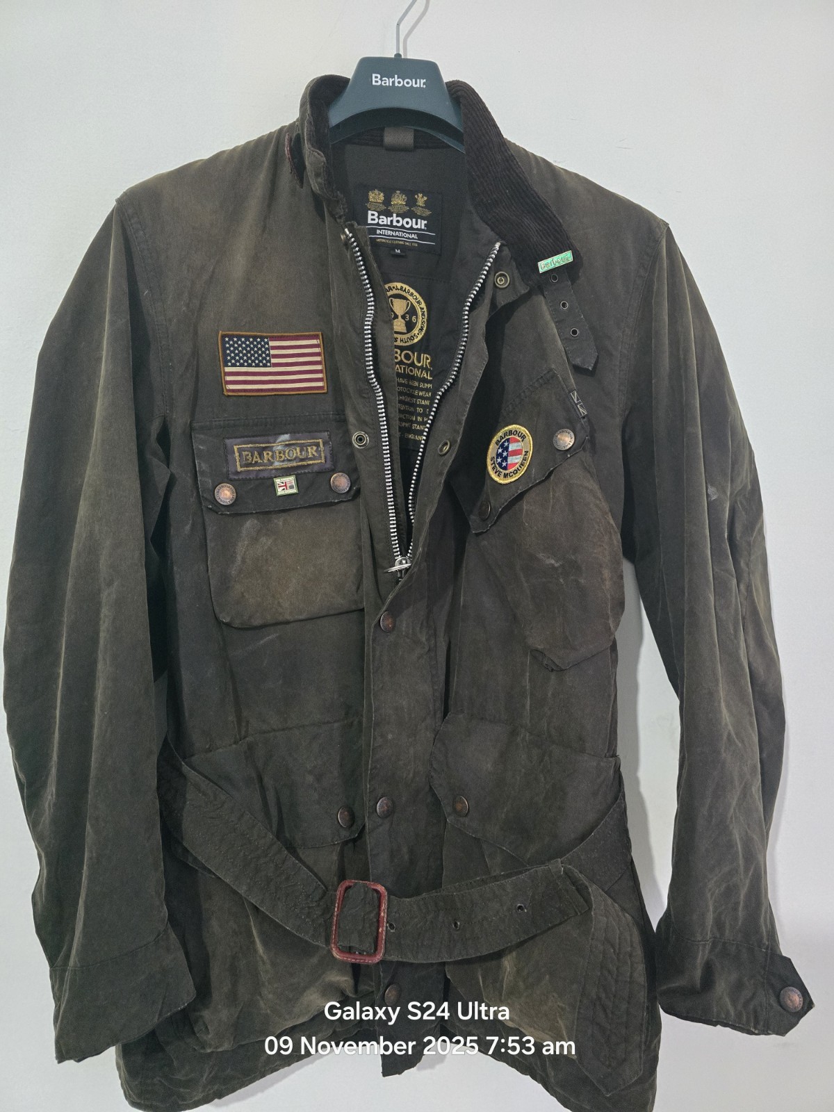 Rare Barbour International Distressed Wax Mens Jackets Size M image 2