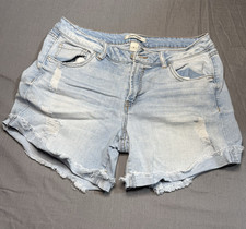 Refuge Stretch Mid Rise Light Wash Blue Denim Cutoff Shorts Women s 8