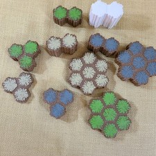 Heroscape 100 Hex Tile Terrain Lot - Grass Rock Sand Snow - 37 Pieces