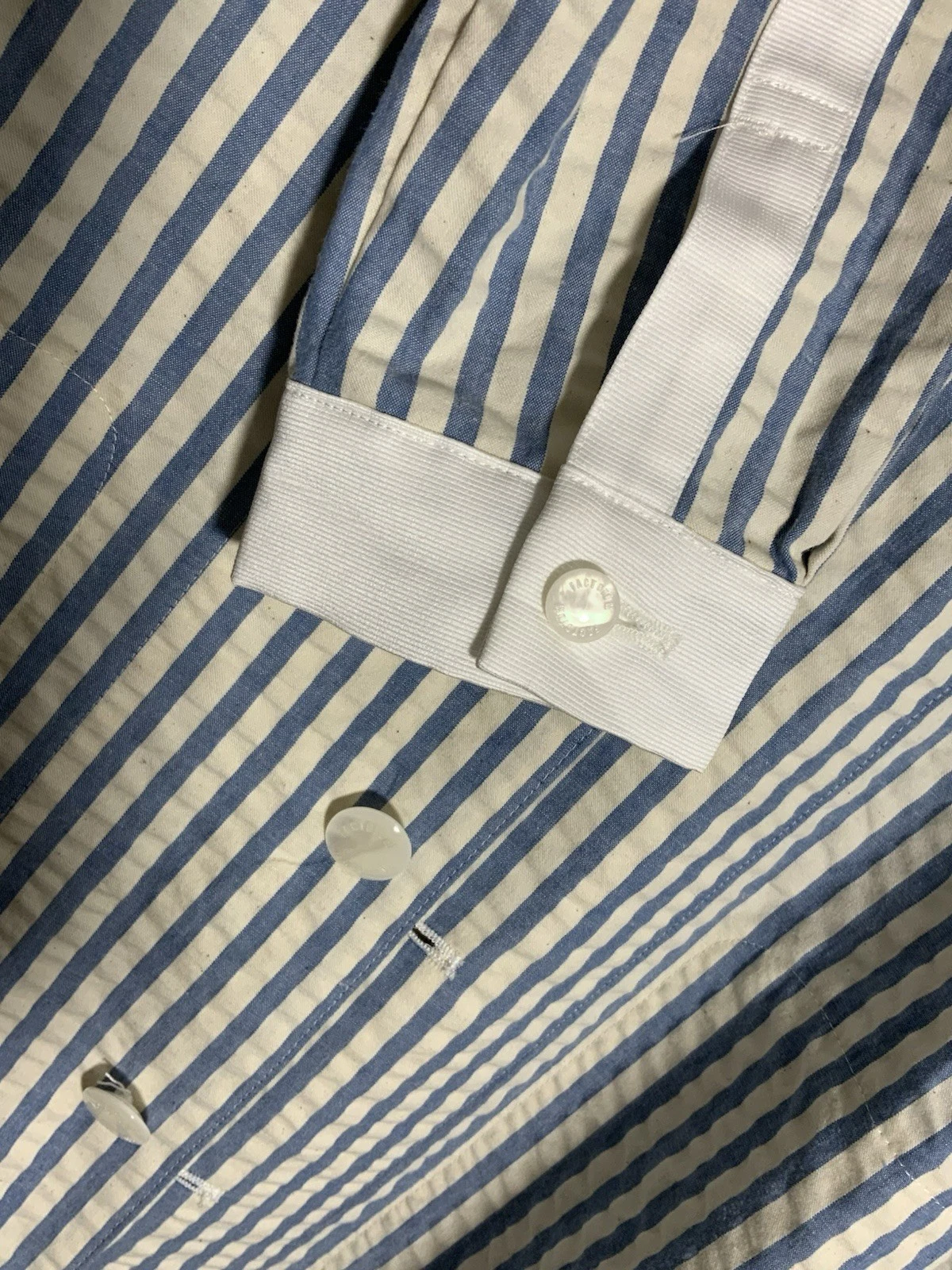 FACTOTUM HOMME M.I.Japan SZ 48 All White Cotton W/ Blue Striped Men’s Jacket PEC - product detail image 7