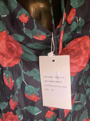 Aria Cove Lace Trim Strappy Low Back Maxi Dress in Black Rose Print - Picture 5 of 7