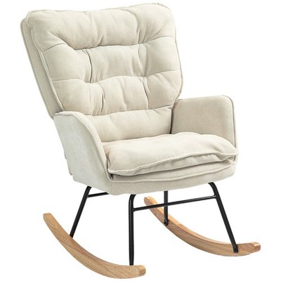 Schaukelstuhl Schwingsessel Armlehnsessel mit Chenilleoptik für Schlafzimmer