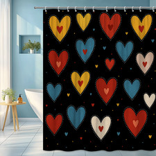 Colorful Heart Shower Curtain - Fun and Cute Bathroom Decor