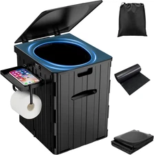 XL Portable Toilet for Adults, 15.4" H Foldable Camping Toilet with Detachable P