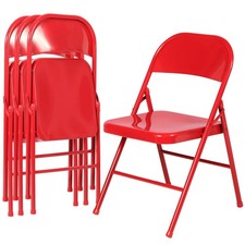 Metal Folding Chairs 4 Pack, Double Hinged Steel Frame Easy Foldable Stackabl...