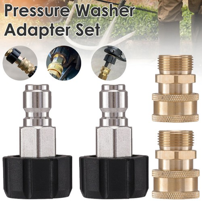 #ad 4X High Pressure Washer Hose Adapter Quick Connect M22 14mm Swivel To 3 8quot; Plug $14.97